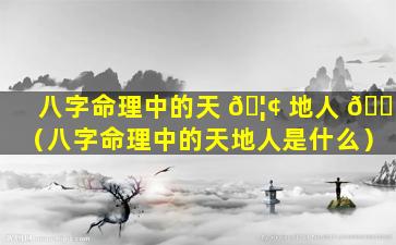 八字命理中的天 🦢 地人 🌸 （八字命理中的天地人是什么）